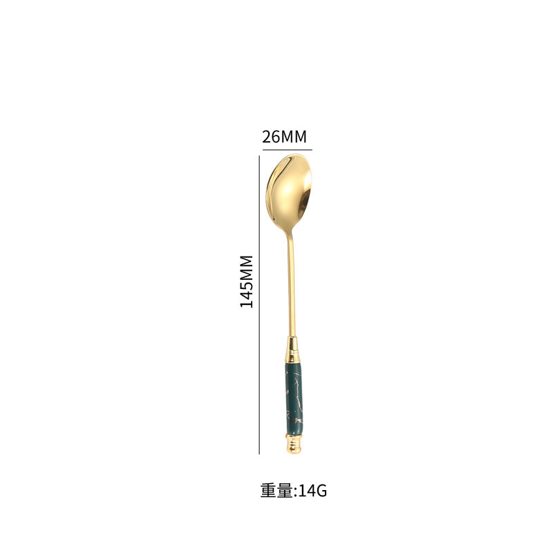 Stainless Steel Cutlery Restaurant Western Steak Knife Fork Imitation Marble Pattern Ceramic Handle Knife Fork Spoon Tea Spoon Tea Fork Set