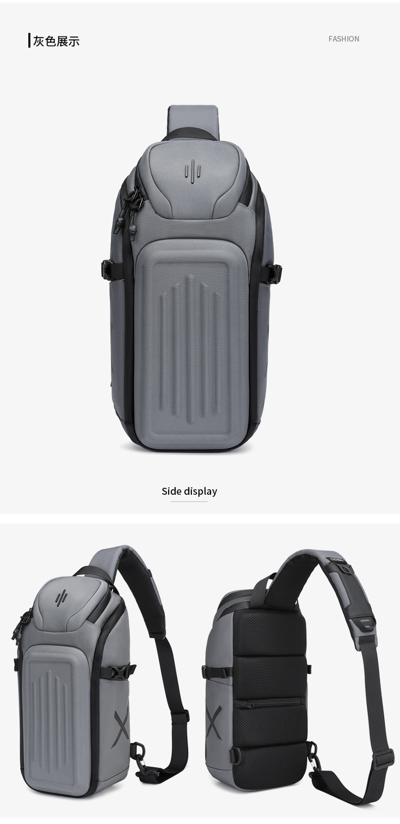 OZUKO Men's Chest Bag Waterproof Crossbody Bag Business Simple Crossbody Bag Trendy Commuter Small Backpack High-End Feel