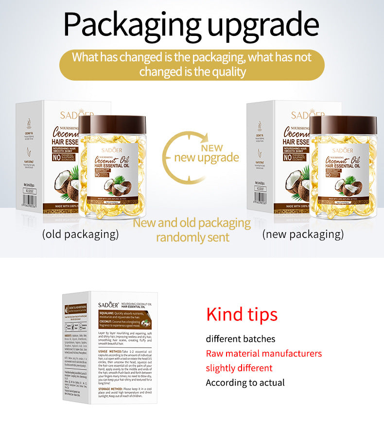 Coconut Oil Smooth Conditioner SADOER Nourishing and Smooth Hair Care Essential Oil Capsules  Wholesale