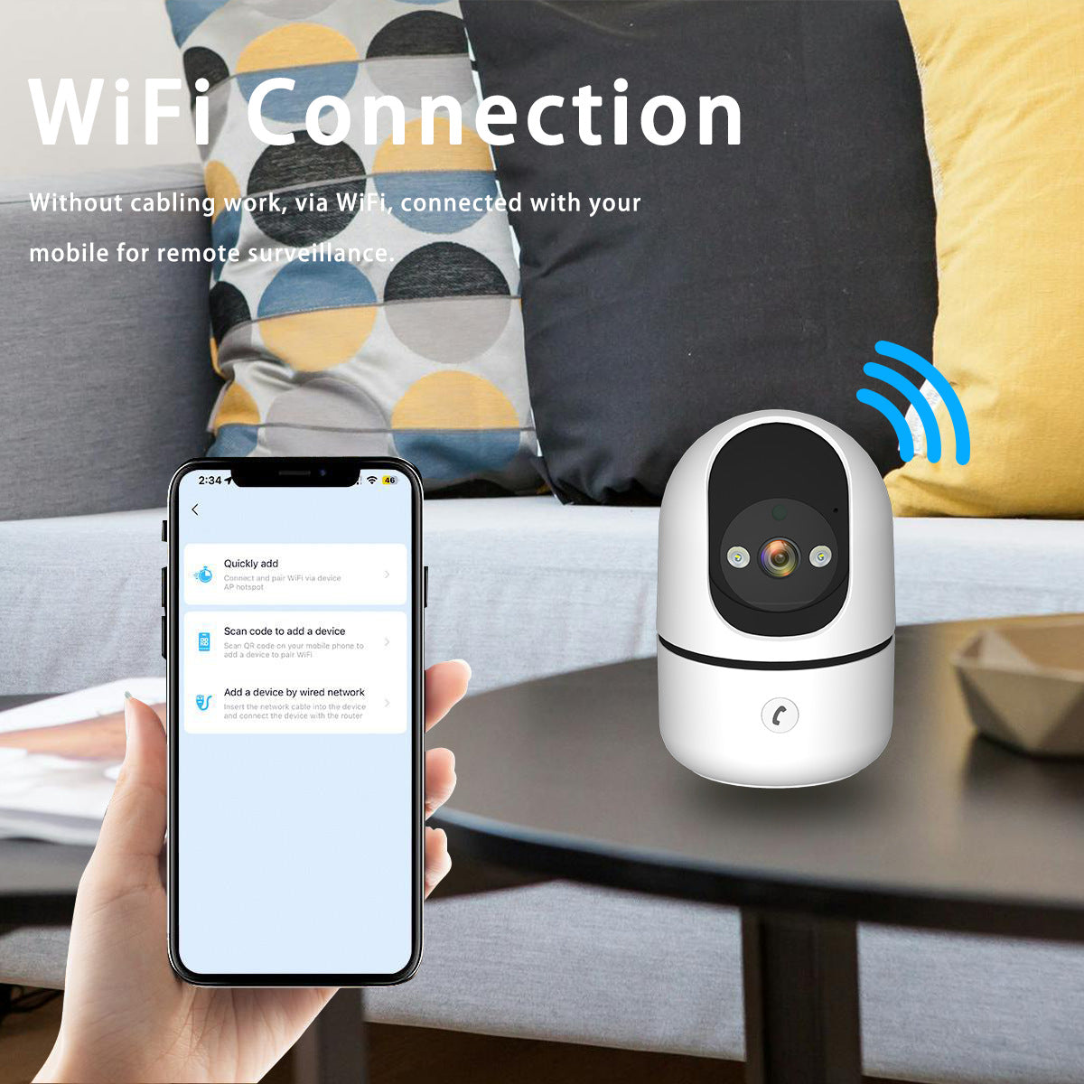 Indoor Wireless Network Camera One-Click Call360High Definition WiFi Camera surveillance night vision remote