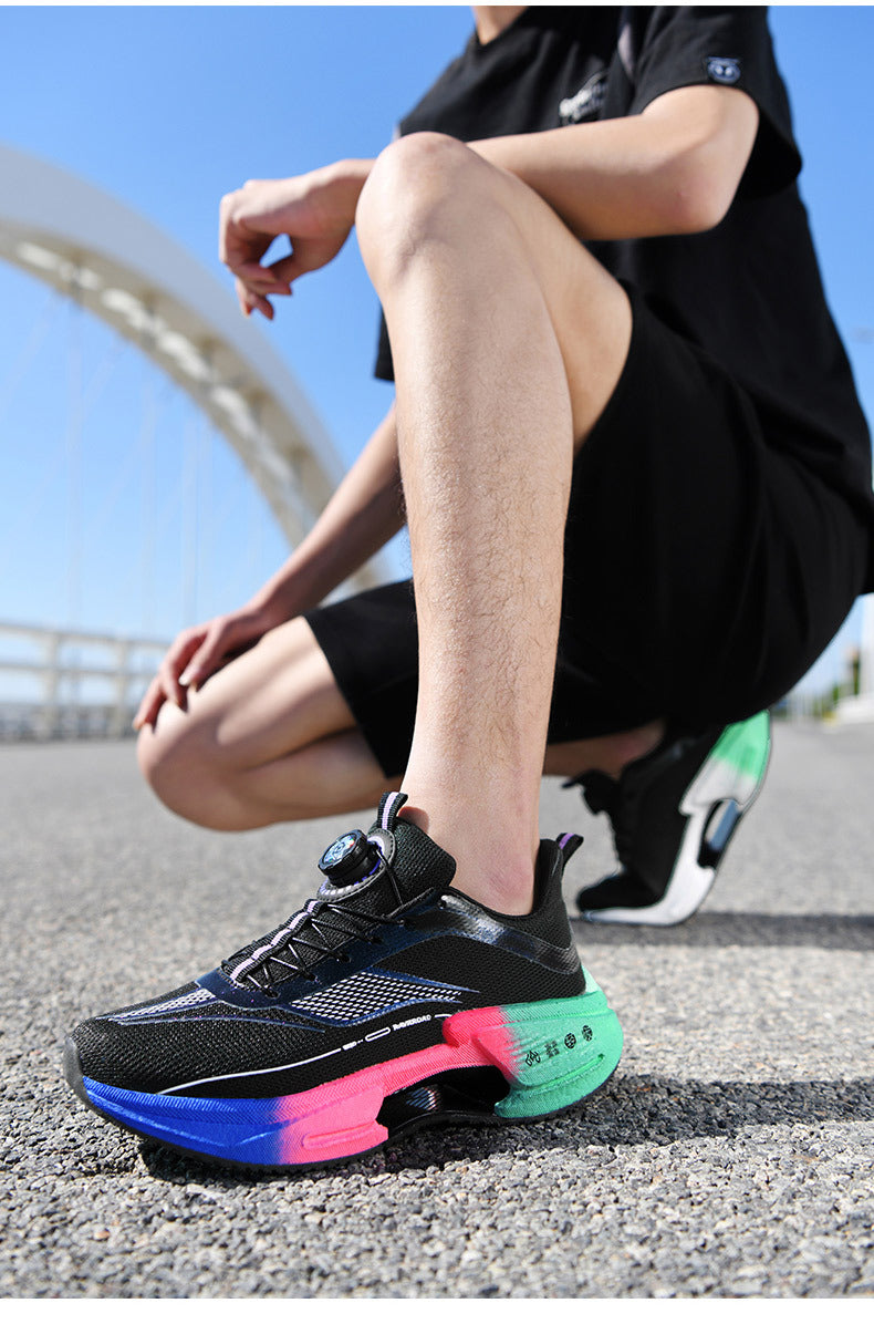 2025New Hollow Popcorn Carbon Plate Soft Sole Running Shoes for Men Training Combat High Elastic Shock Absorption Breathable Sports Shoes