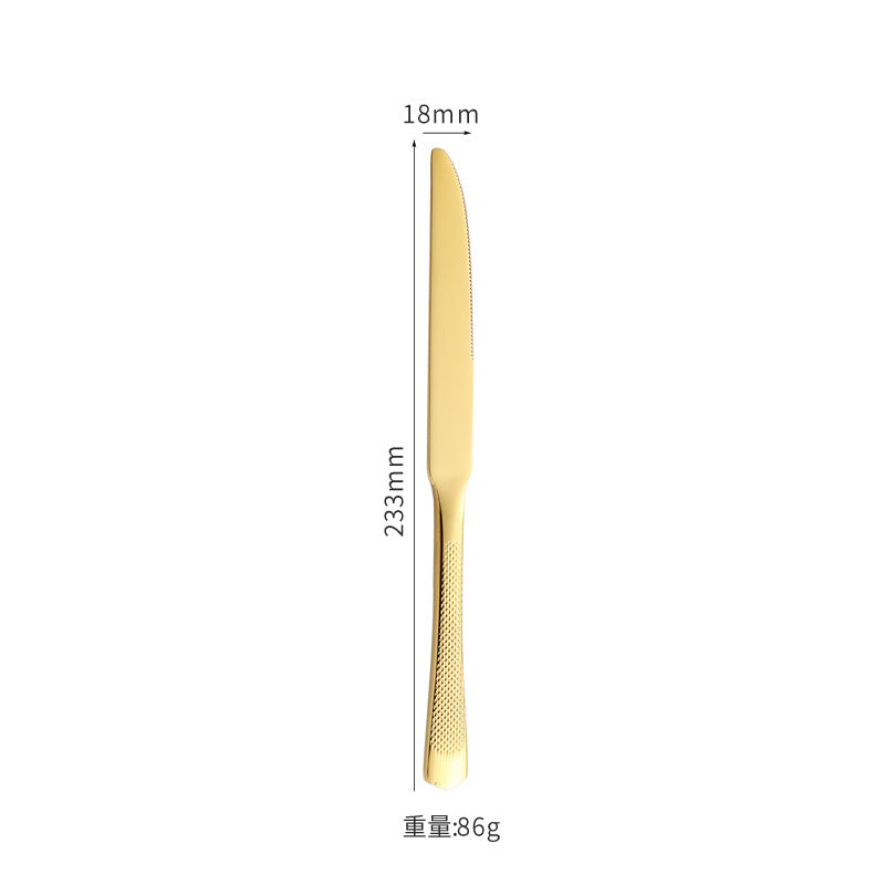 201Stainless steel tableware hotel high-end cutlery set24Set of Restaurant Star Point Steak Knife and Fork Set