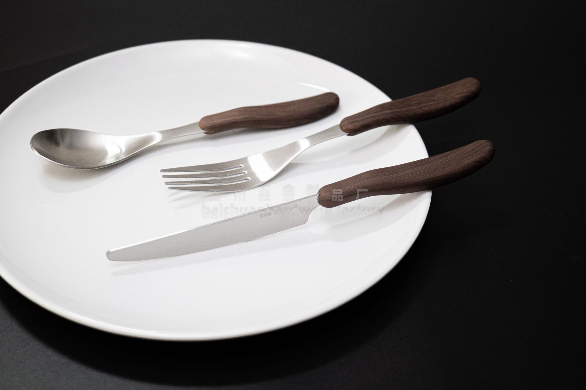 18/10Stainless Steel Western Tableware Set Imitation Wood Grain Handle Steak Knife Fork Spoon High-end Western Hotel Tableware