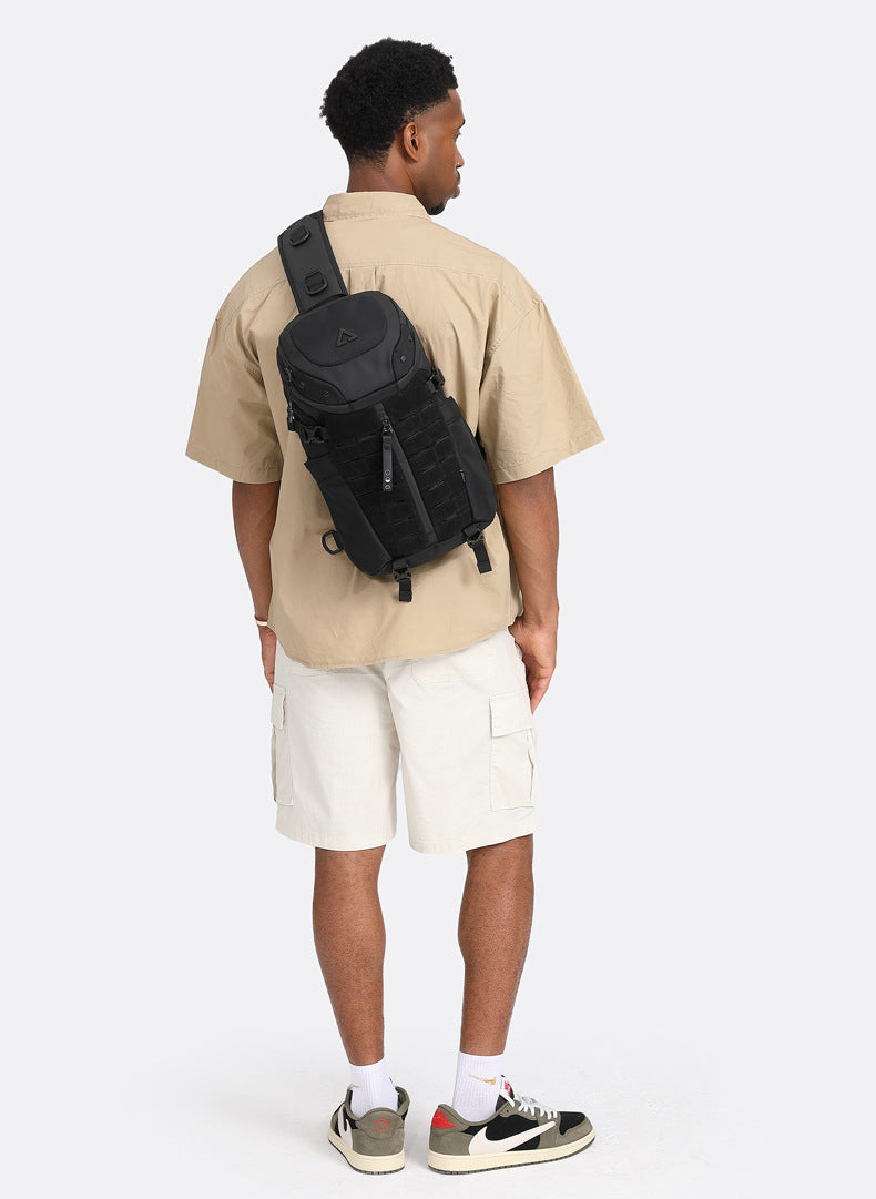 OZUKO Men's Tactical Chest Bag High-end Trendy Crossbody Bag Outdoor Waterproof Portable Single Shoulder Small Backpack for Men