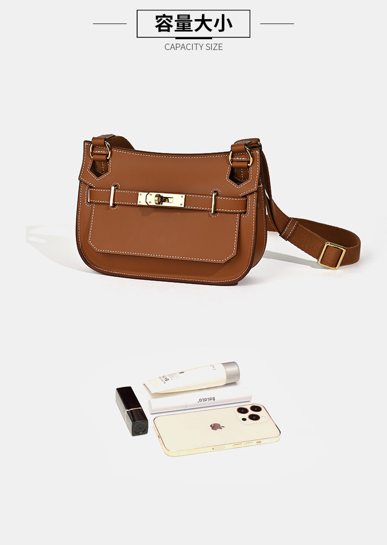 European and American retro new style high-end calfskin Kelly bag for women mini Gypsy Shoulder Crossbody Bag Genuine Leather Women's Bag