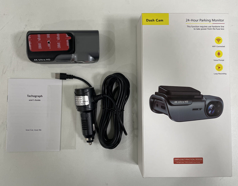 K05New4K Driving Recorder Mobile Phone Interconnection WIFI HD Night Vision Installation-Free Car Recorder