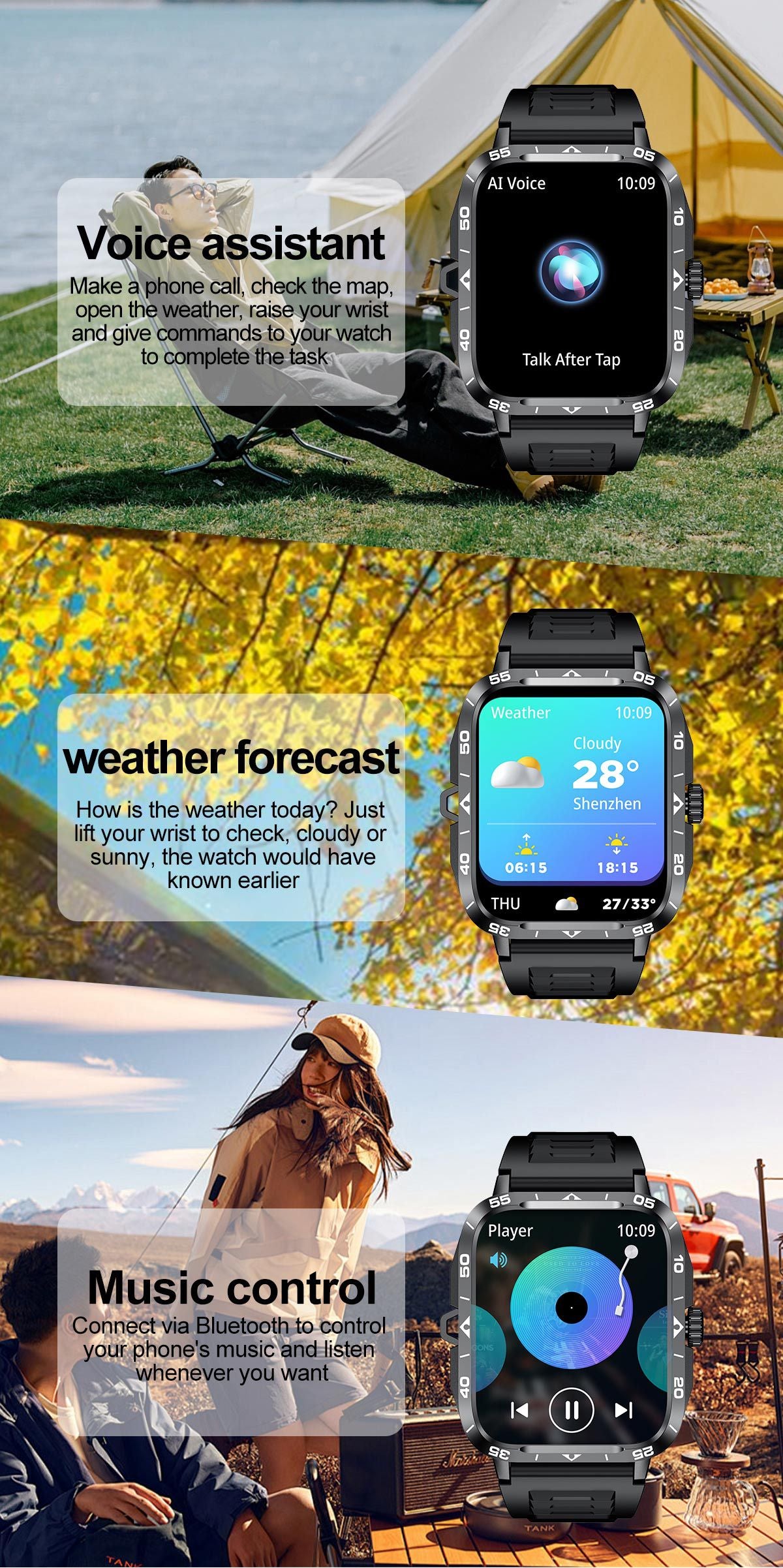 ZW59Smart Watch Bluetooth Call True Heart Rate Step Sleep Monitoring Blood Pressure Message Reminder Flashlight Sports