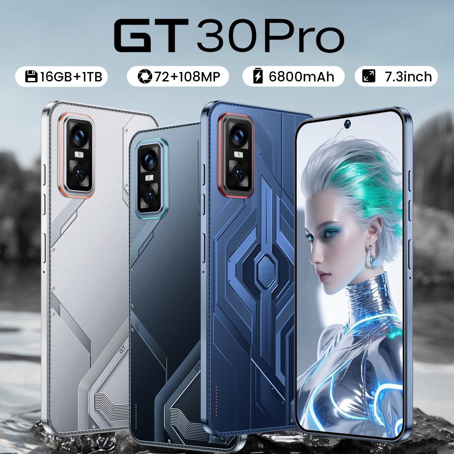 Popular GT 30 Pro Mobile Phone16+1TB Android7.3Inch Large Screen Hot Selling on AliExpress