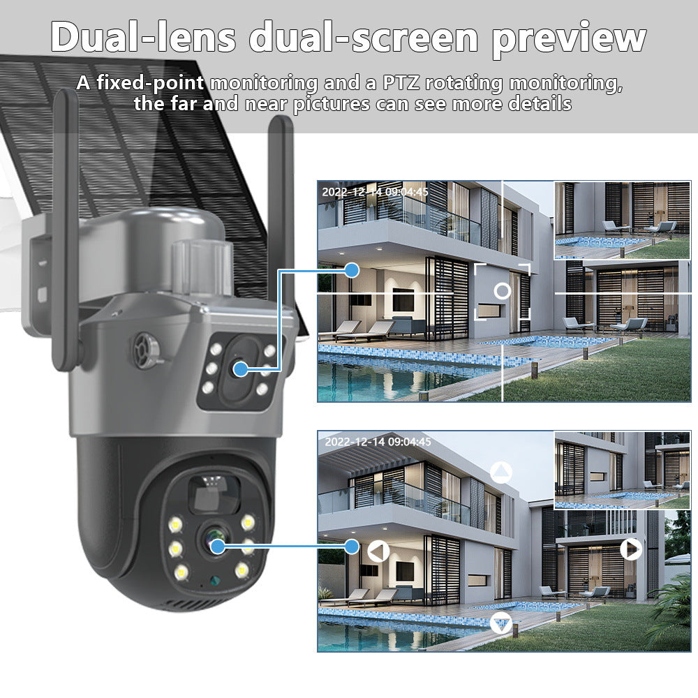 V380Binocular Solar Surveillance Camera4G Outdoor Dual Screen Home Low Power Consumption Shenzhen Security Monitoring