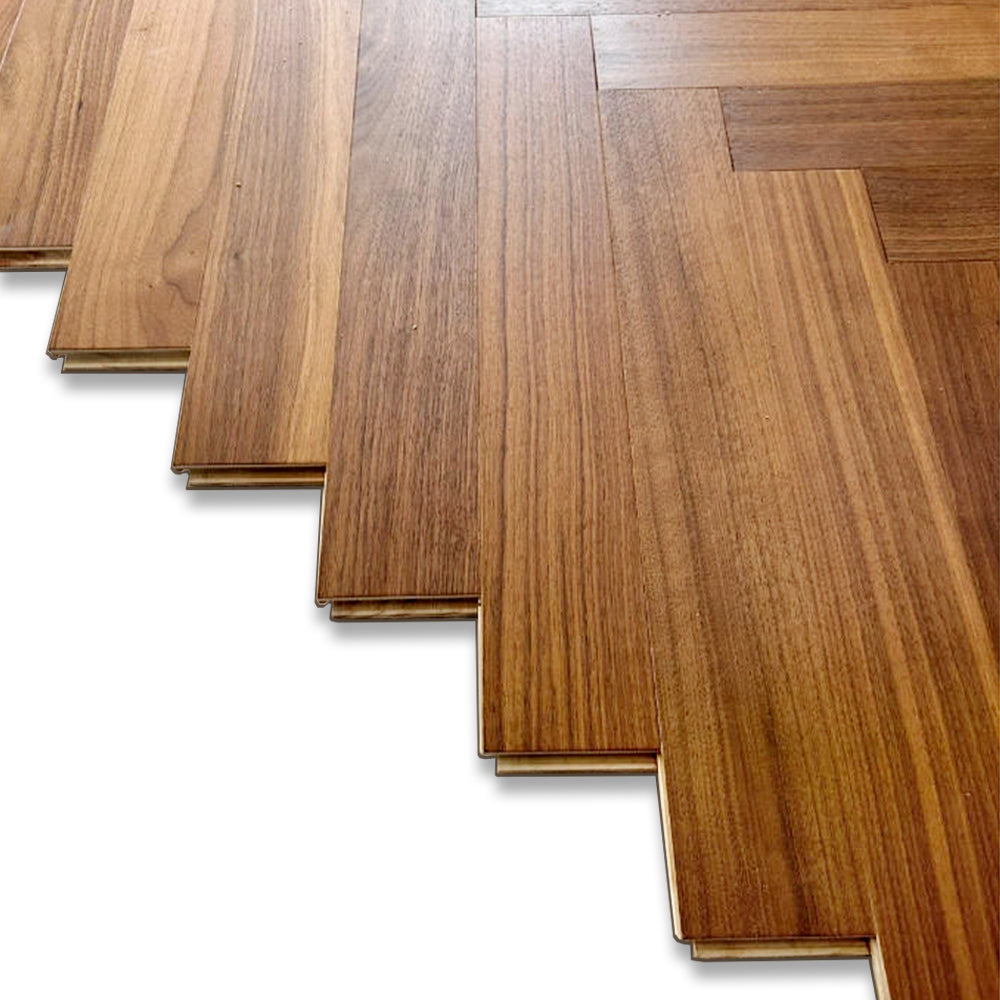Engineered Walnut Wood Flooring Three-Layer Waterproof Anti-Slip Prefinished Hardwood Floor Smooth Surface Stable Outdoor