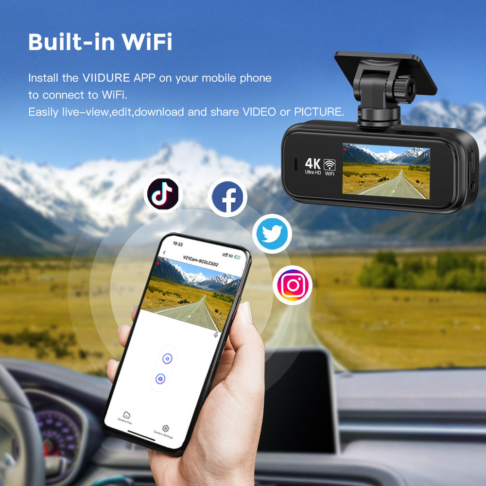 V26C4K Dual-lens Dash Cam HD Ultra Wide Angle Night Vision WiFi Front and Rear Double Recording GPS Car
