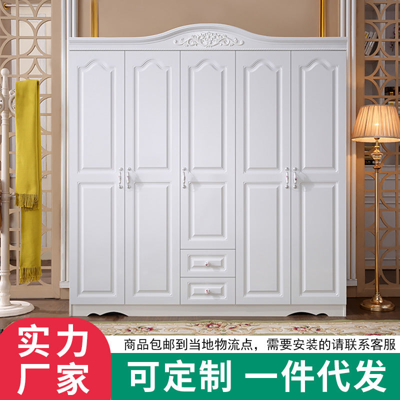 Economical Cabinet Three or Four Doors Bedroom Wardrobe Storage Panel Multi-Functional Assembly European Style Multi-Functional Storage Closet