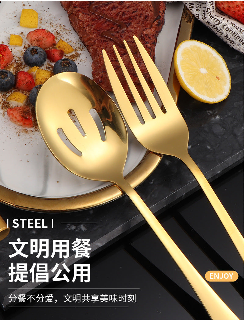 1010Stainless Steel Public Tableware Salad Dessert Spoon Fork Hotel Restaurant Self-service Spoon Fork Set