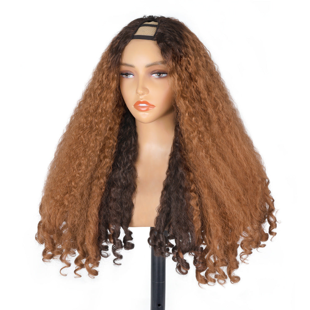 African Synthetic Fiber Fake Unique Bouncy Curly Hair Wig