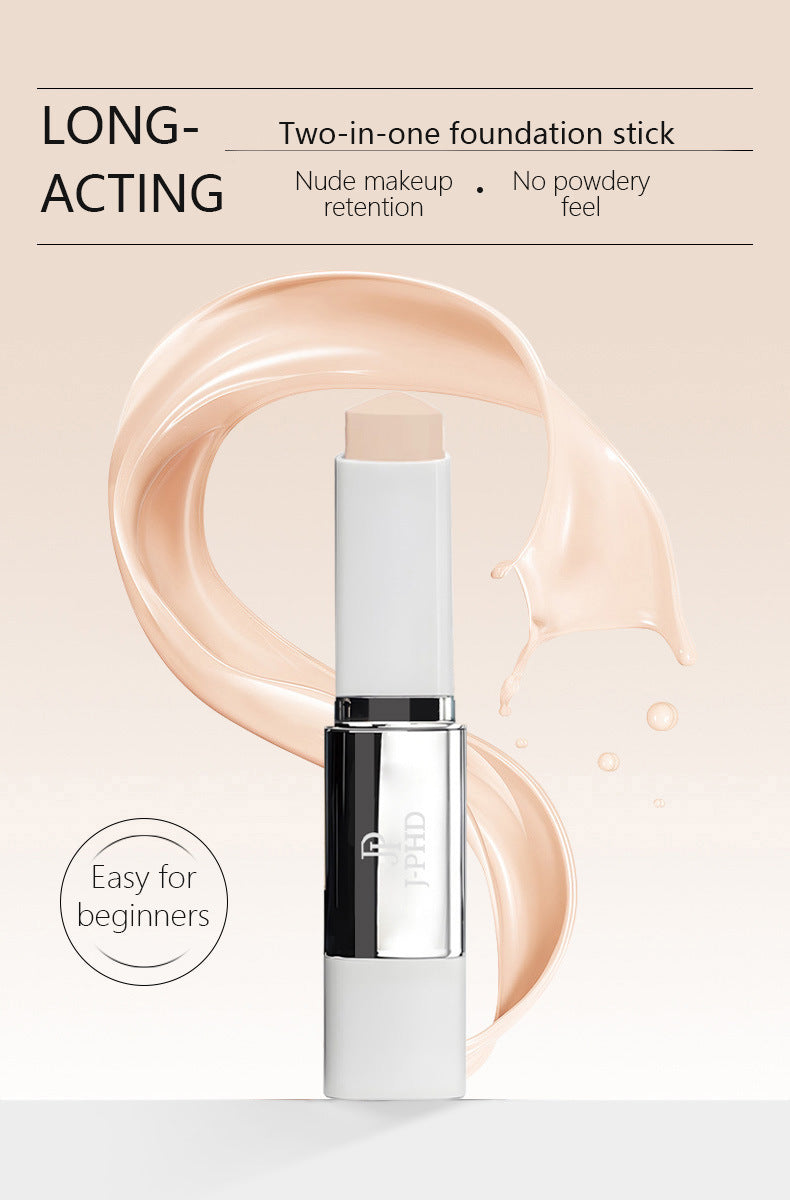 Spot Goods J-PHD 2-in-1 Foundation Stick13g Double-ended lightweight concealer foundation with brush, natural finish