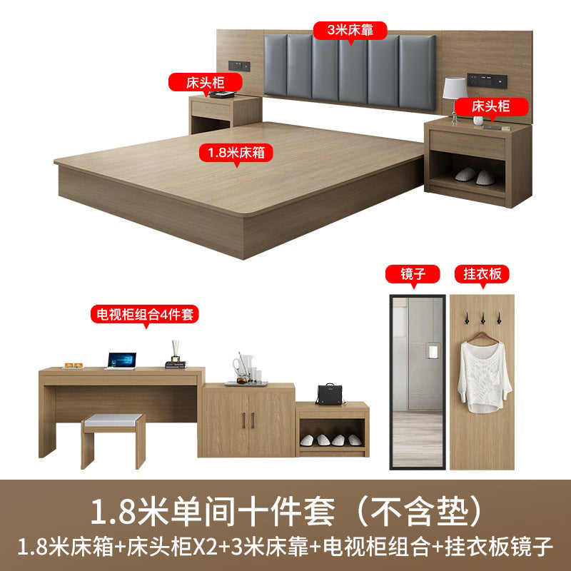 Hotel Bed Hotel Furniture Standard Room Full Set B&B Express Hotel Apartment Single and Double Bed B&B Guest Room Special Bed