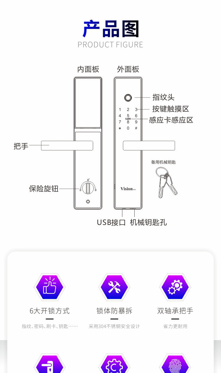 Bluetooth Fingerprint Lock Smart Door Lock Home Smart Lock Password Lock Anti-theft Door Remote Control Lock Electronic Door Lock Main Door Lock