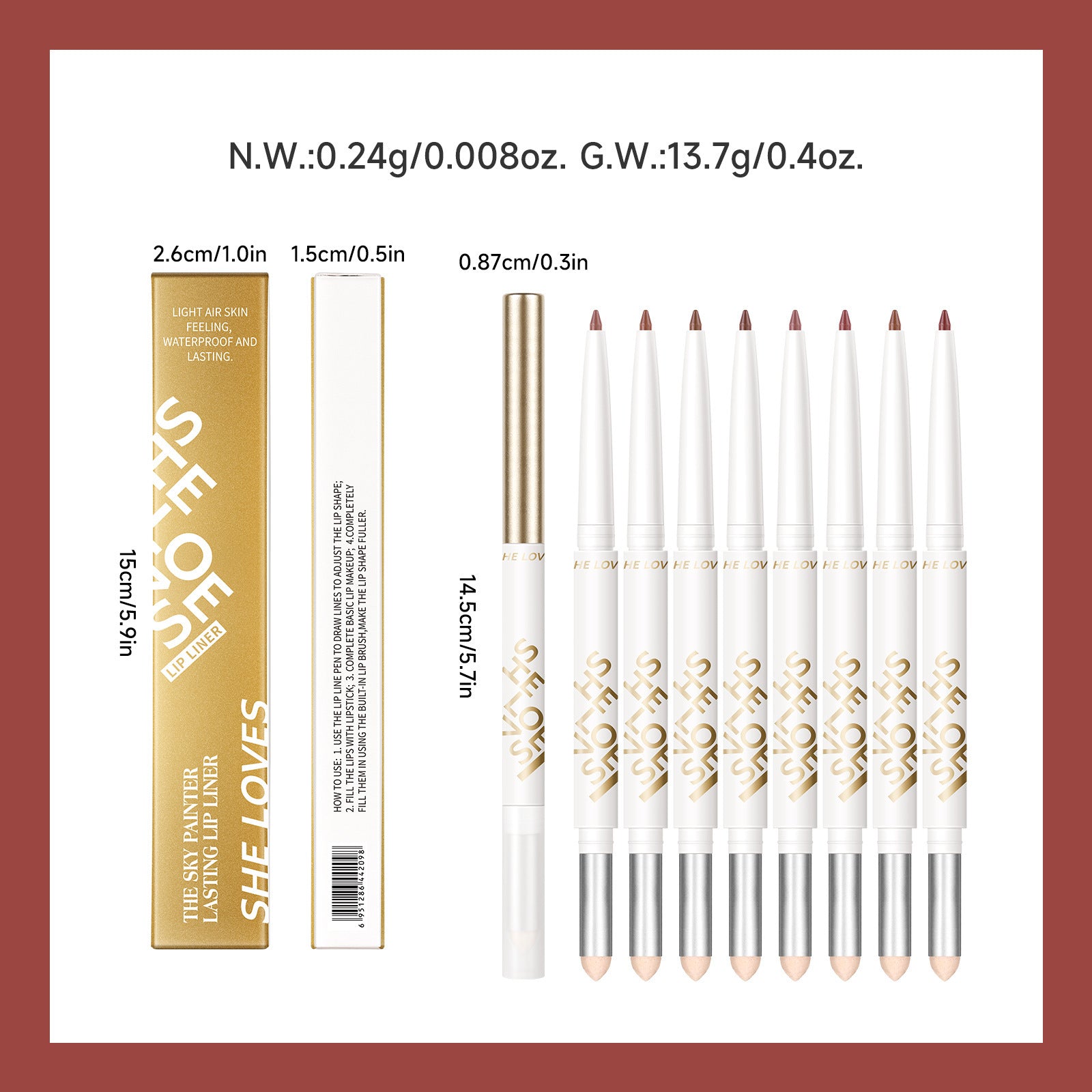Dual-ended Lip Liner Pencil European and American Matte Non-Stick Cup Lipstick Lip Liner Small Batch Wholesale