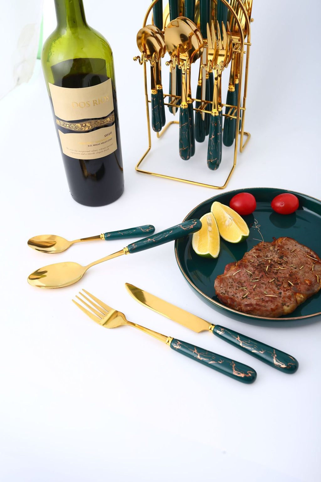 Stainless Steel Ceramic Tableware24Set of Western Cutlery Knife Fork Spoon Gift Box Nordic Style