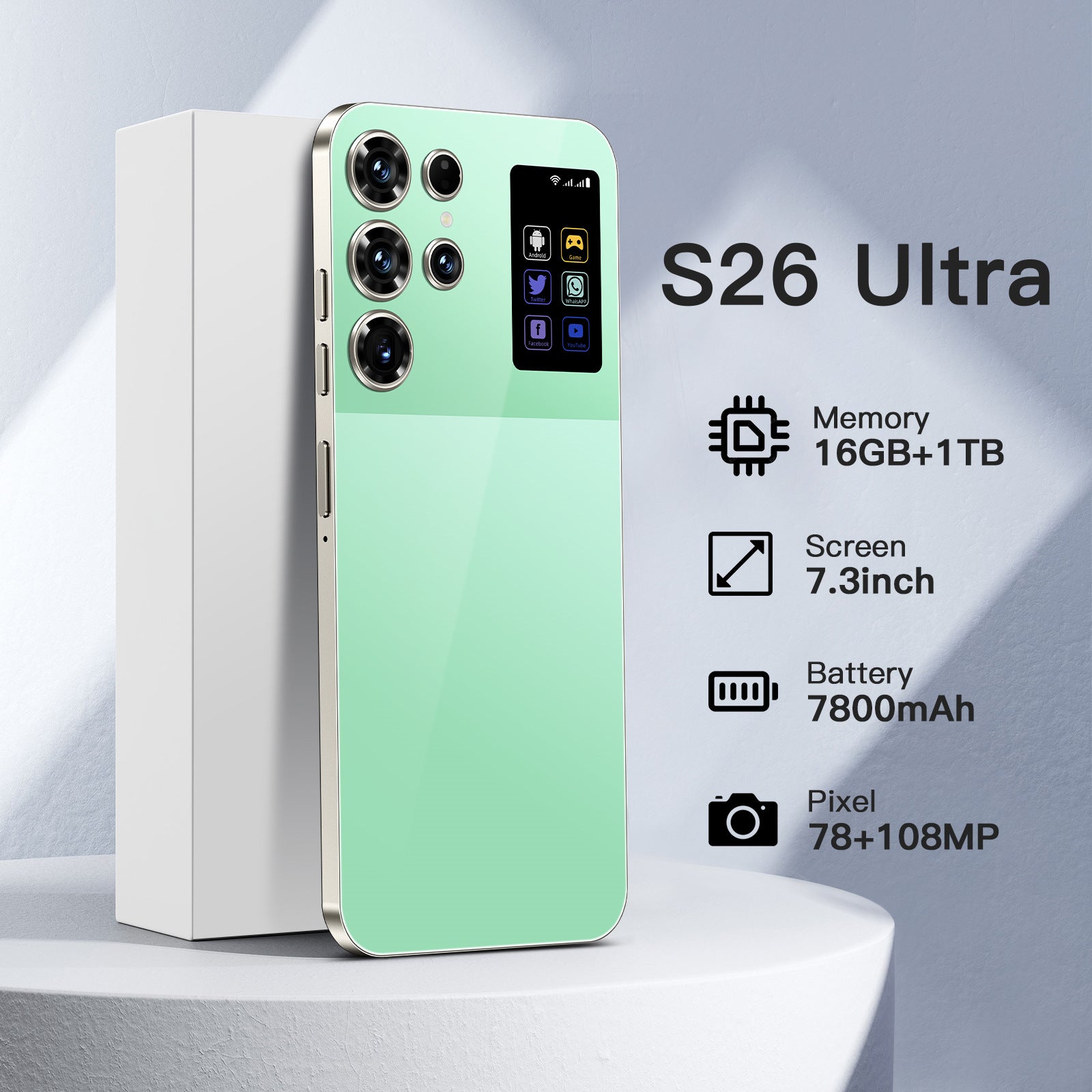 Popular S26 Ultra Mobile Phone16+1TB Android7.3Inch Large Screen Hot Selling on AliExpress