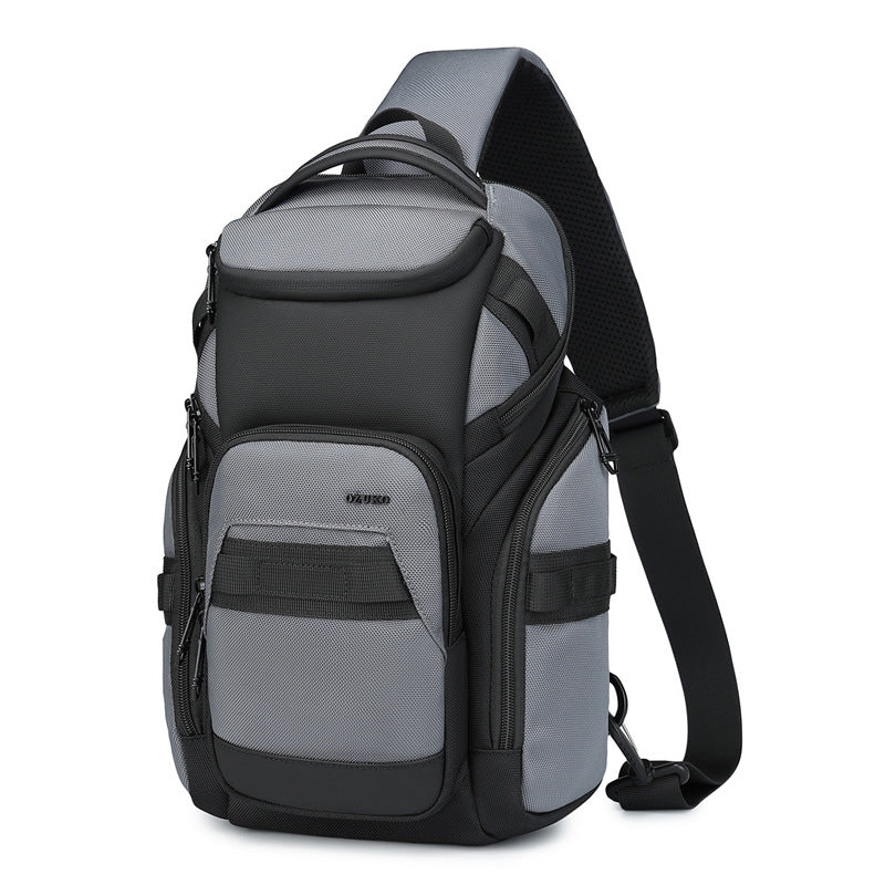 OZUKO Men's Chest Bag Waterproof Large Capacity Multifunctional Crossbody Bag Trendy Portable Lightweight High-end Feel Single Shoulder Bag