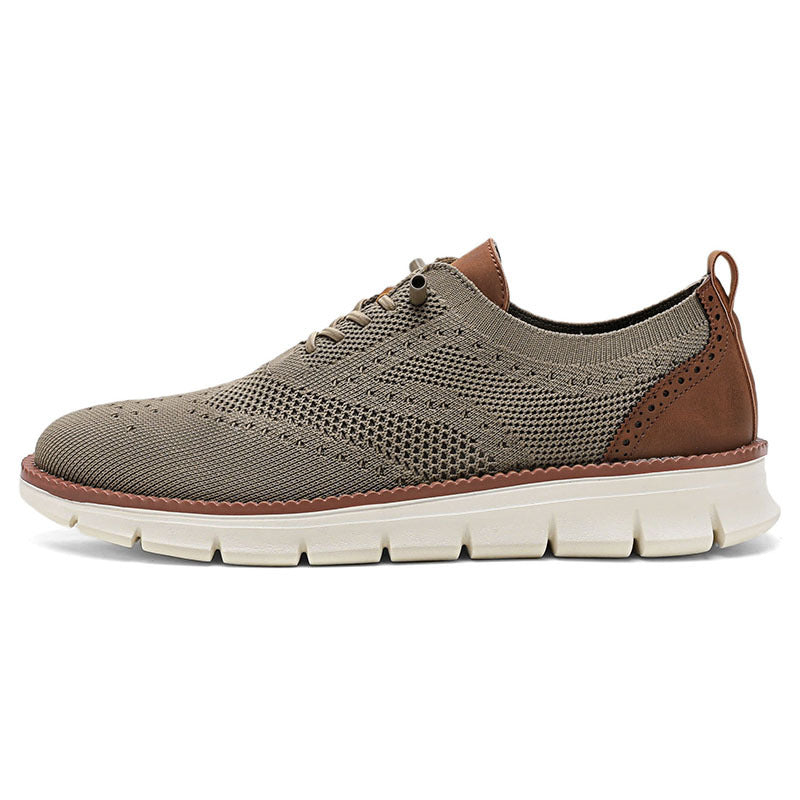 2025New Large Size Flyknit Casual Trendy Shoes Men's Brogue Carved Loafers Executive Business Shoes