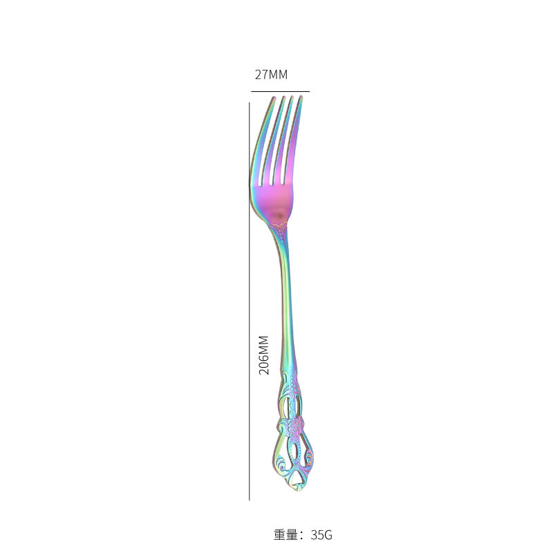 Stainless Steel Cutlery Restaurant Royal Court Knife Fork Spoon Set Hotel Western Cuisine European Retro Relief Steak Knife Fork