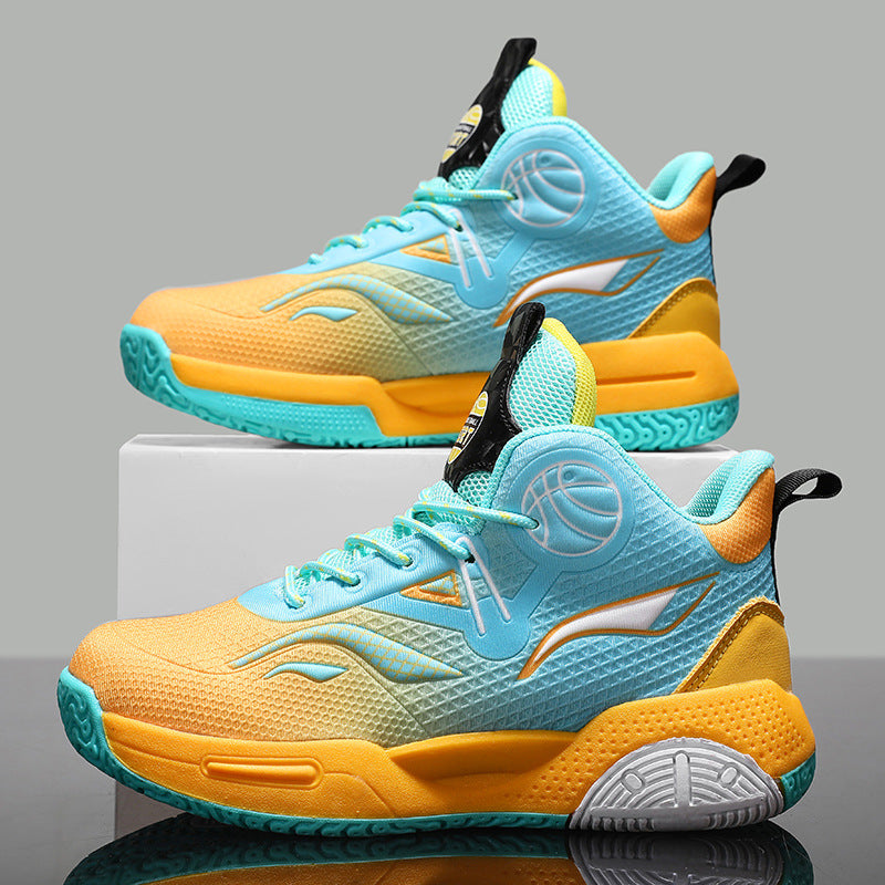 Boys' Casual Fashion Trendy Children's Shoes Non-Slip Wear-Resistant Sports Shoes for Elementary School Students Training Multi-Color Basketball Shoes