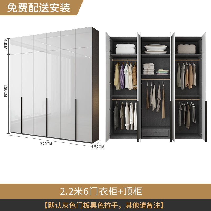 Modern Simple Wardrobe with Swing Doors, Storage Wardrobe with Dressing Table, Shelves, Side Cabinet, Bedroom Wardrobe, Entryway Installation