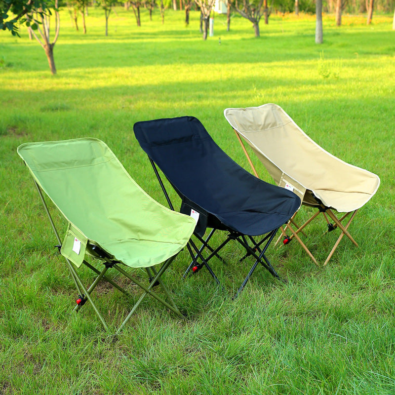 Three-Position Adjustable Moon Chair Reclining Heightened Backrest Outdoor Folding Camping Portable Multi-Functional Chair Camping Chair