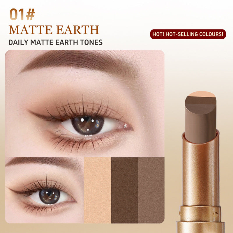 One-Stroke Gradient Lazy Three-Color Eyeshadow Stick Matte Shimmer Pearl Highlight Eyeshadow Pen
