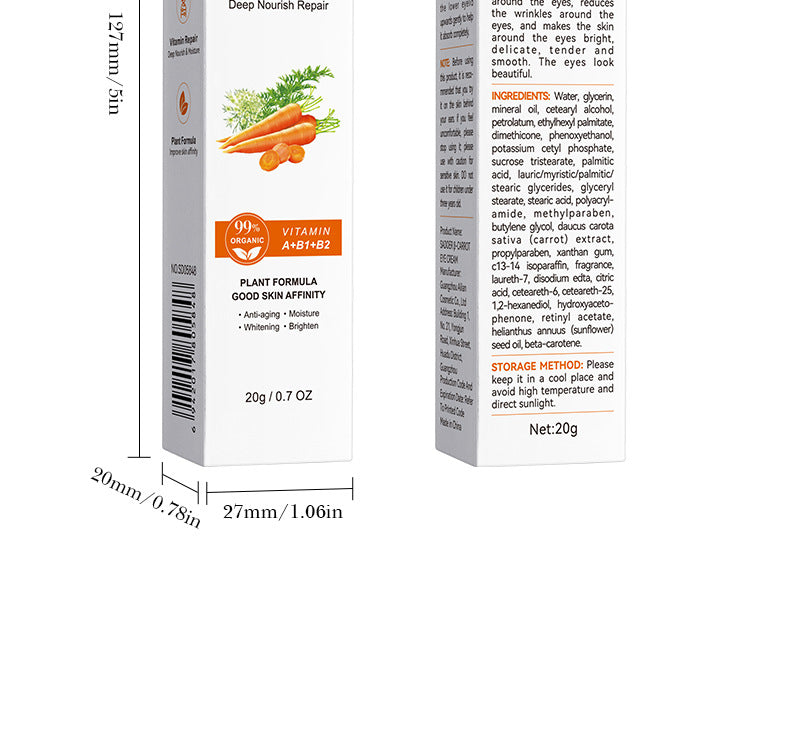 Carrot Eye Cream20g SADOER Moisturize and Improve Dark Circles, Eye Wrinkles, and Eye Bags  Wholesale
