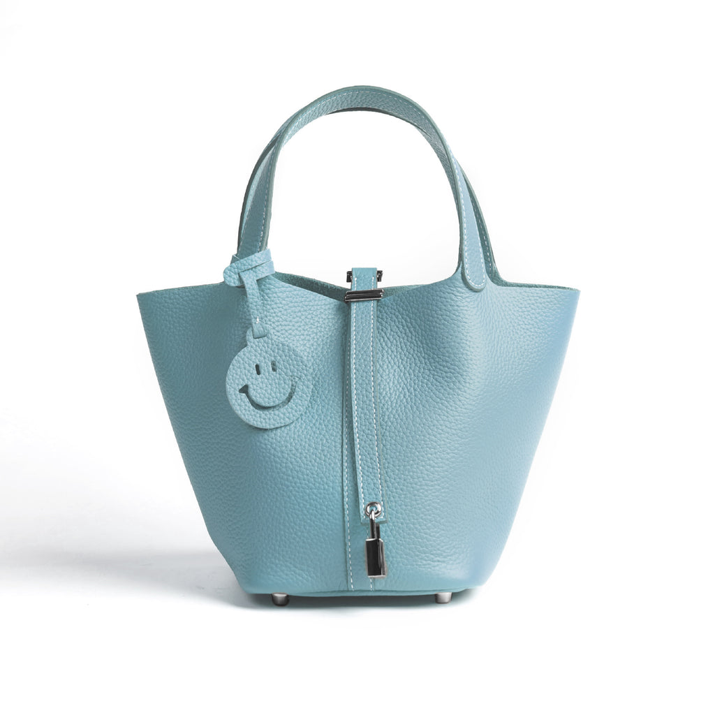 European and American New Hot-Selling Simple Women's Top Layer Cowhide Large Capacity Versatile Bucket Bag Handbag