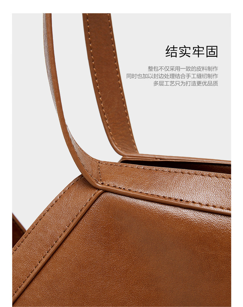 Minimalist Korean Style Tote Bag Shoulder Bag Versatile Large Capacity Women's Bag Underarm Bag Light Luxury Fashion Handbag Cowhide