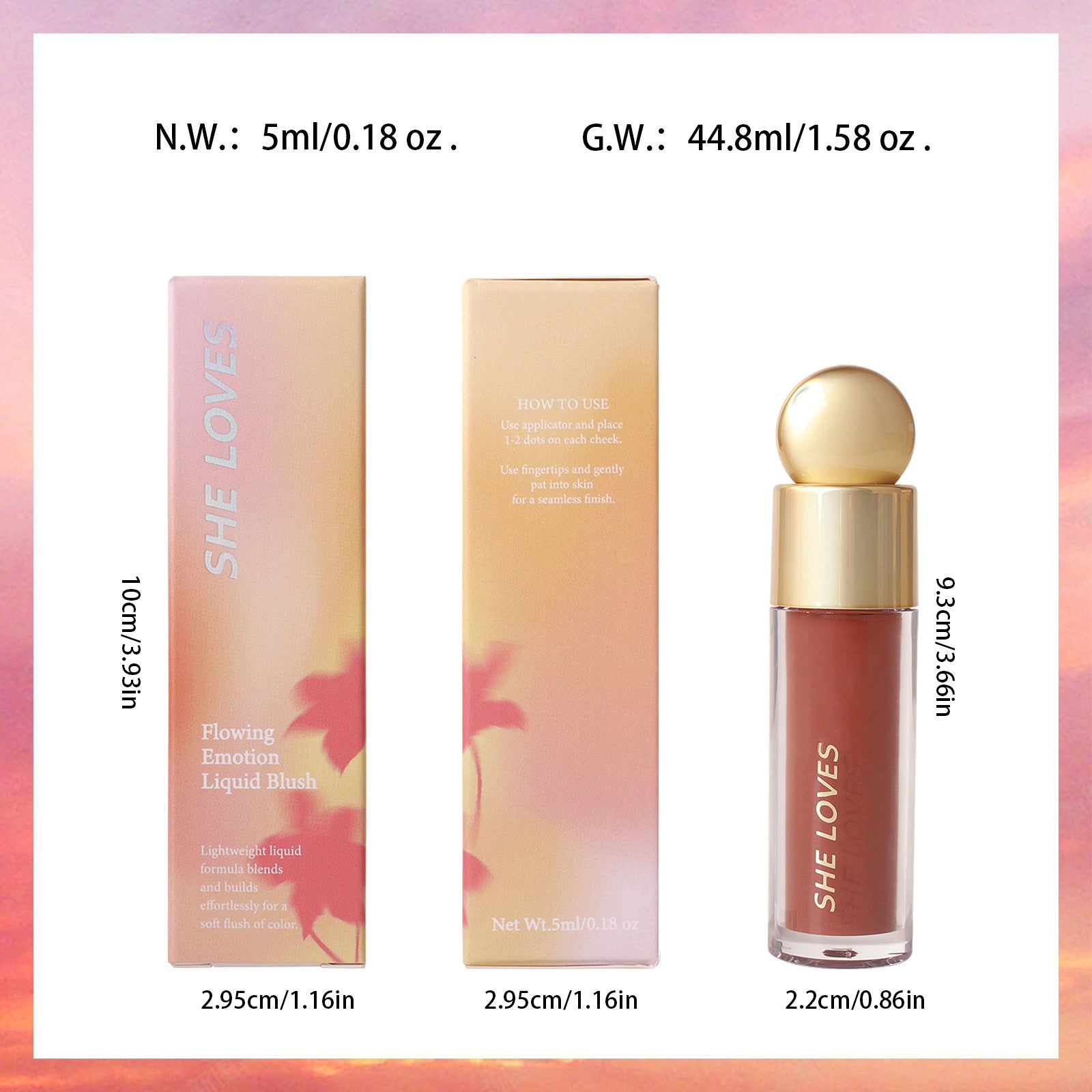 Makeup sheloves Liquid Blush Multi-Color Matte Sunburn Long-Lasting Easy to Apply Lip and Cheek Multi-Use Blush Cream