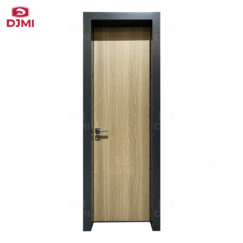 China Top Manufacturer Contemporary Internal Steel Jamb Mdf Filling Wood Grain Veneer Hinge Wooden Door for Houses Interior