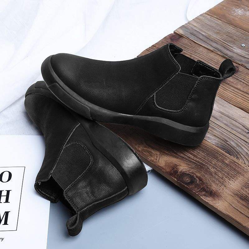 Chelsea Men's Boots Leather Shoes High-top Martin Boots Men's Winter Fleece Lined British Style Boots Men's Martin Boots Short Boots