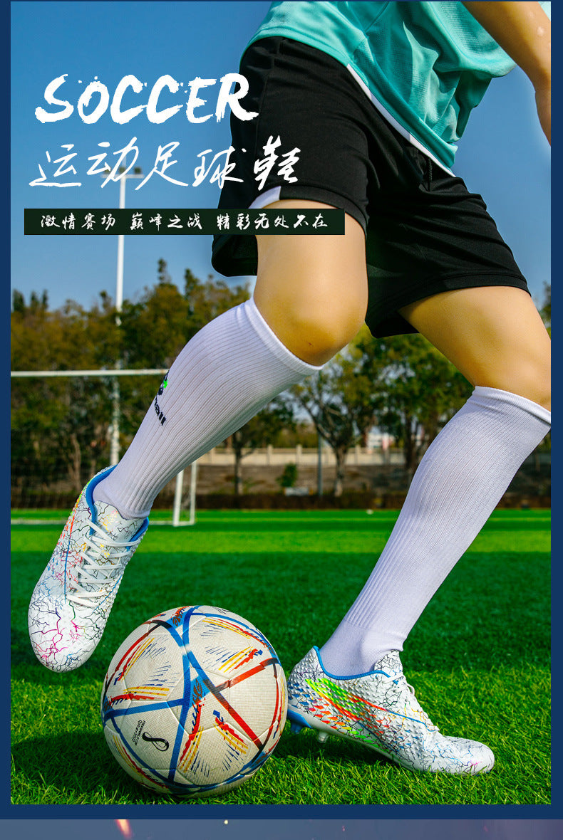 New professional football shoes for men and women AG Long Spike Colorful Multi-Color Youth Student Grass Competition Training Shoes