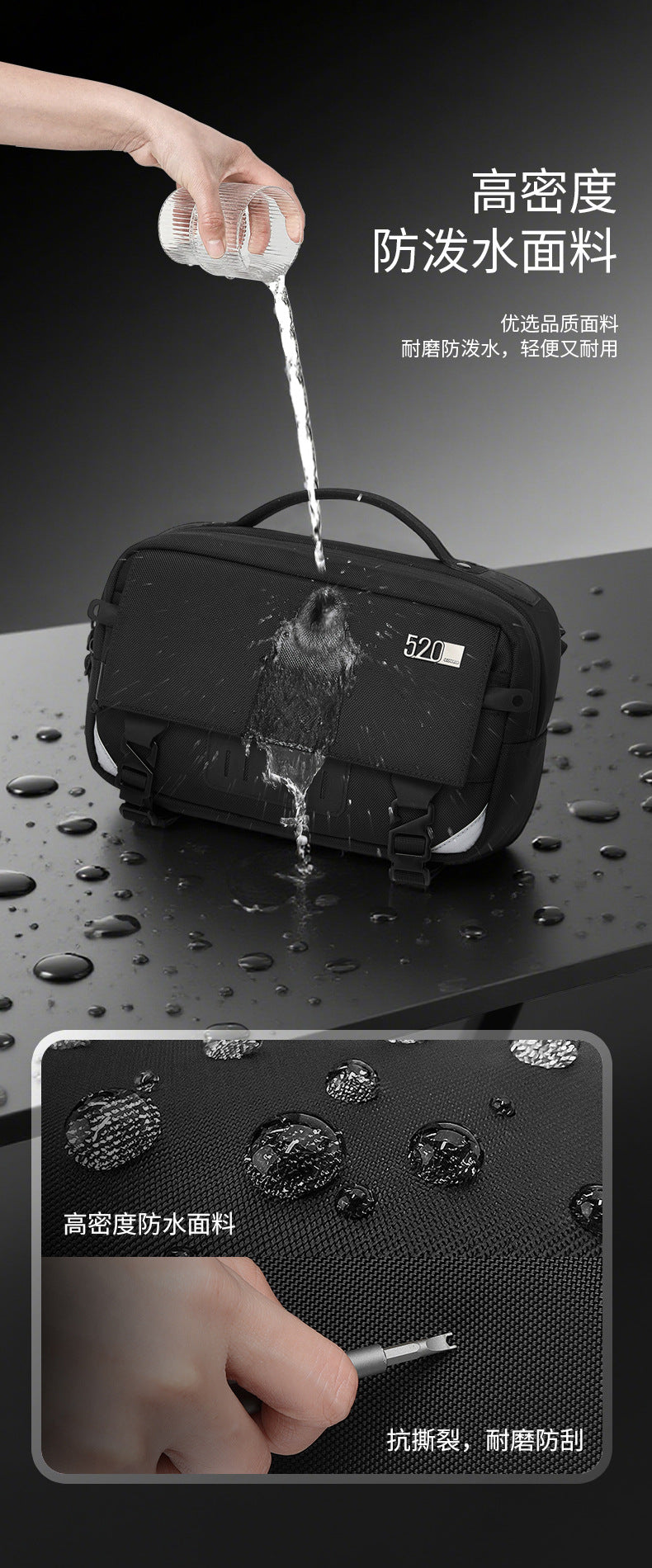 ozuko Men's Crossbody Bag Shoulder Bag Waterproof Large Capacity Outing Portable Bag High-end Multifunctional Trendy Brand