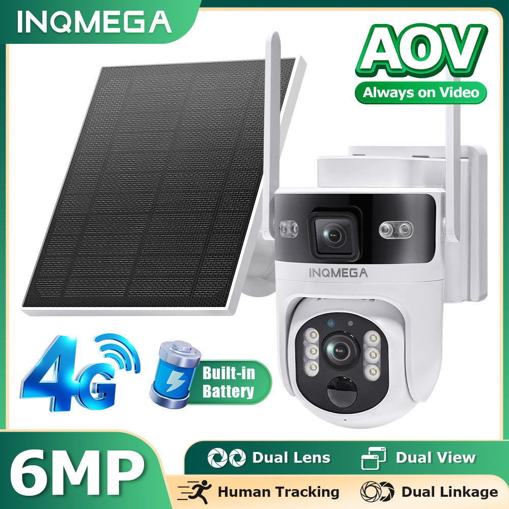 Private Model AOV Solar-powered Binocular Camera4G Outdoor Solar Camera6MP High Definition Wireless Surveillance