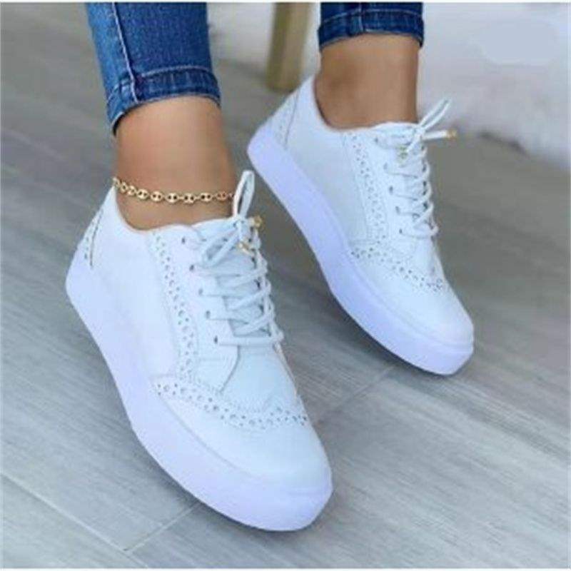 plus Size2025Autumn New Lace-up Casual Women's Shoes Round Toe Flat Solid Color Women's Shoes