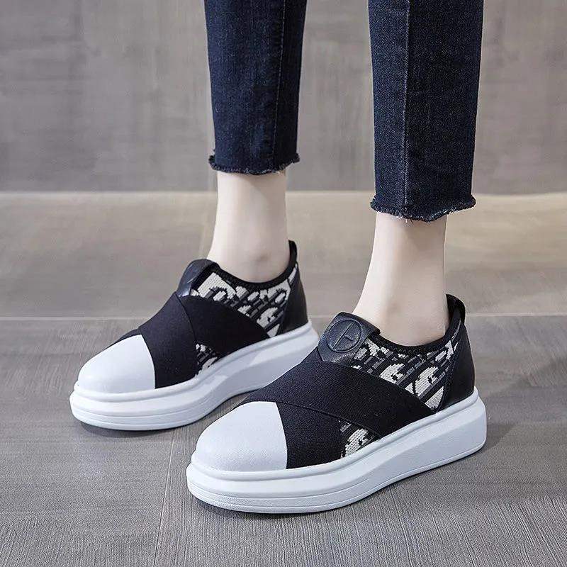 Super Soft White Shoes for Women2025New Summer Slip-On Versatile ins Students Thick Bottom Casual Loafers