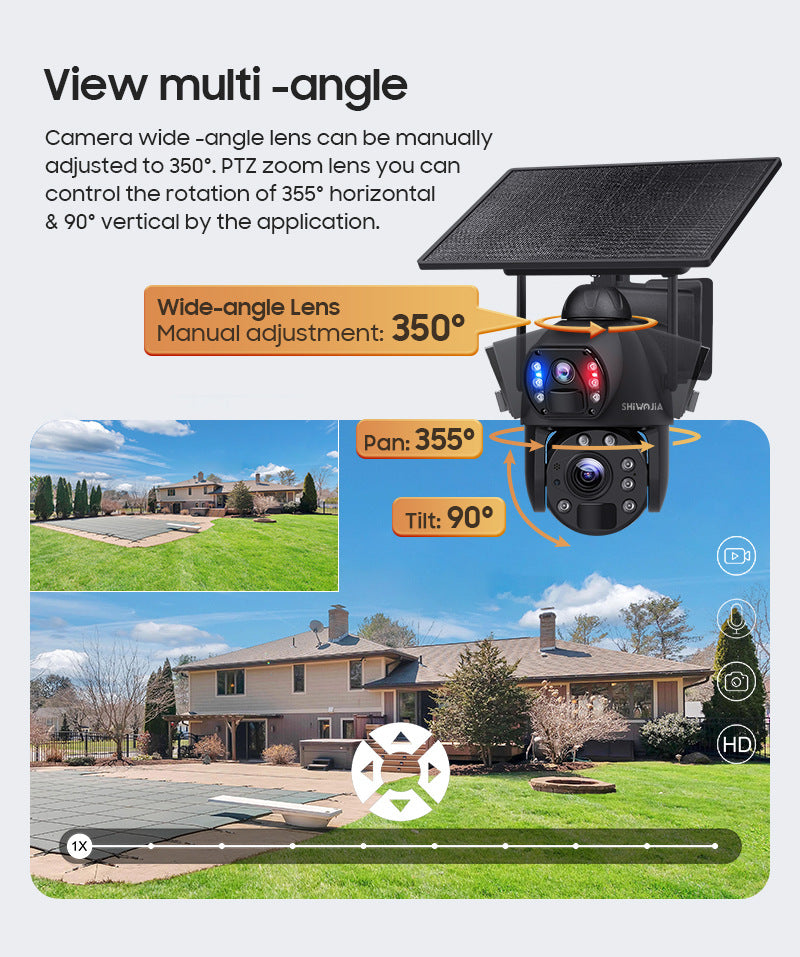 Factory Private Model600Wan HD Solar Camera Full Metal Farm20Night Vision Dual Lens Camera
