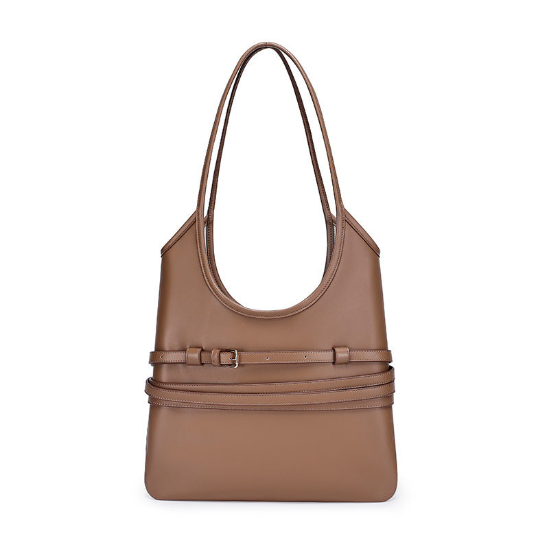 Trendy Belt Decorated Underarm Bag for Women, European and American Retro Style Tote Bag, Fashionable Large Capacity Women's Bag