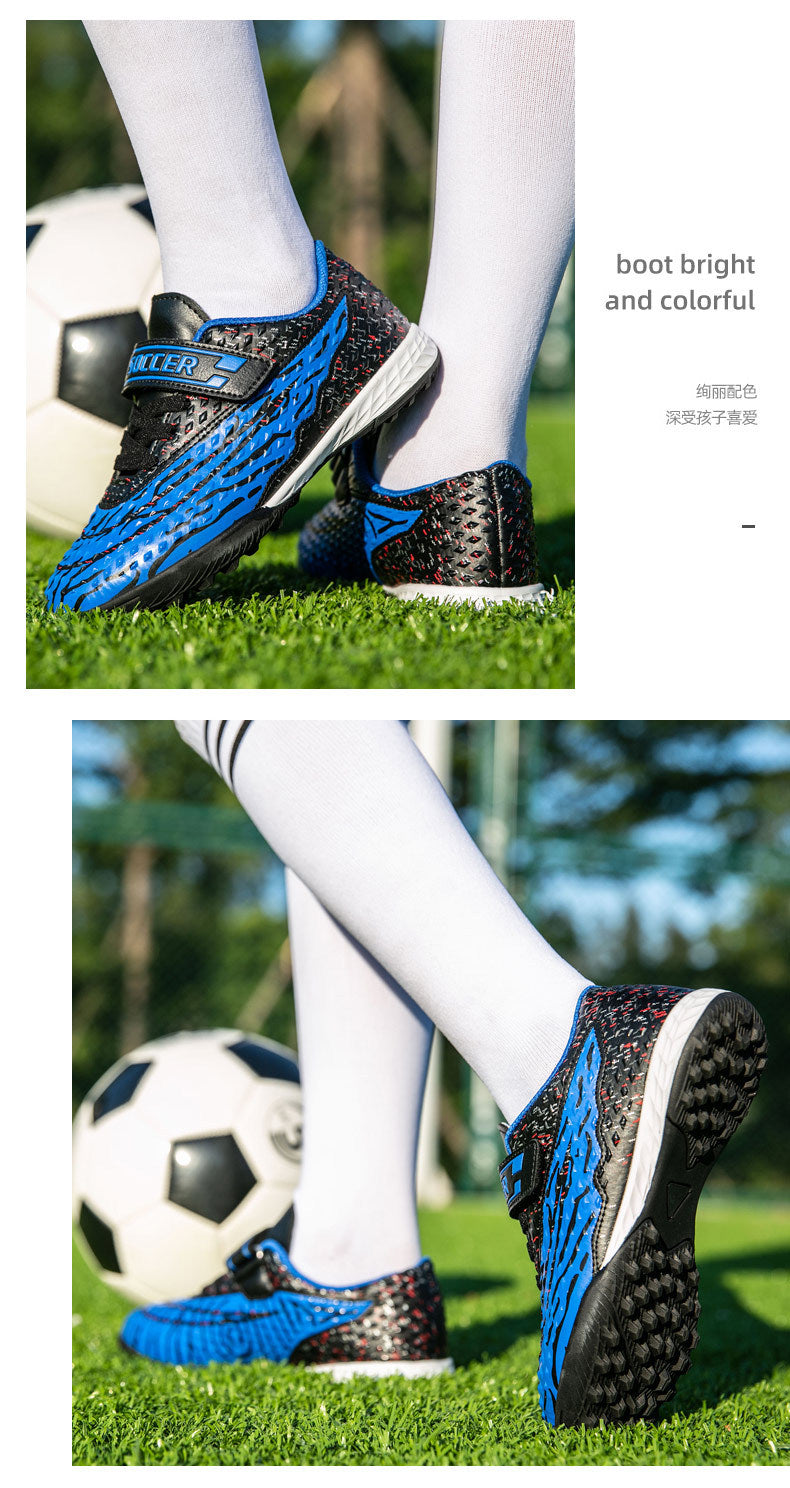 New football shoes for men and women with Velcro for children TF Broken Nail Style Youth Student Grassland Flat Training Shoes