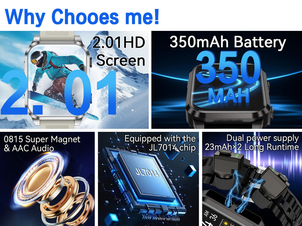 AIMB-Z20Smart Watch2.01inch Bluetooth Call Pedometer Sleep Three-Proof Sports Earphones Wireless