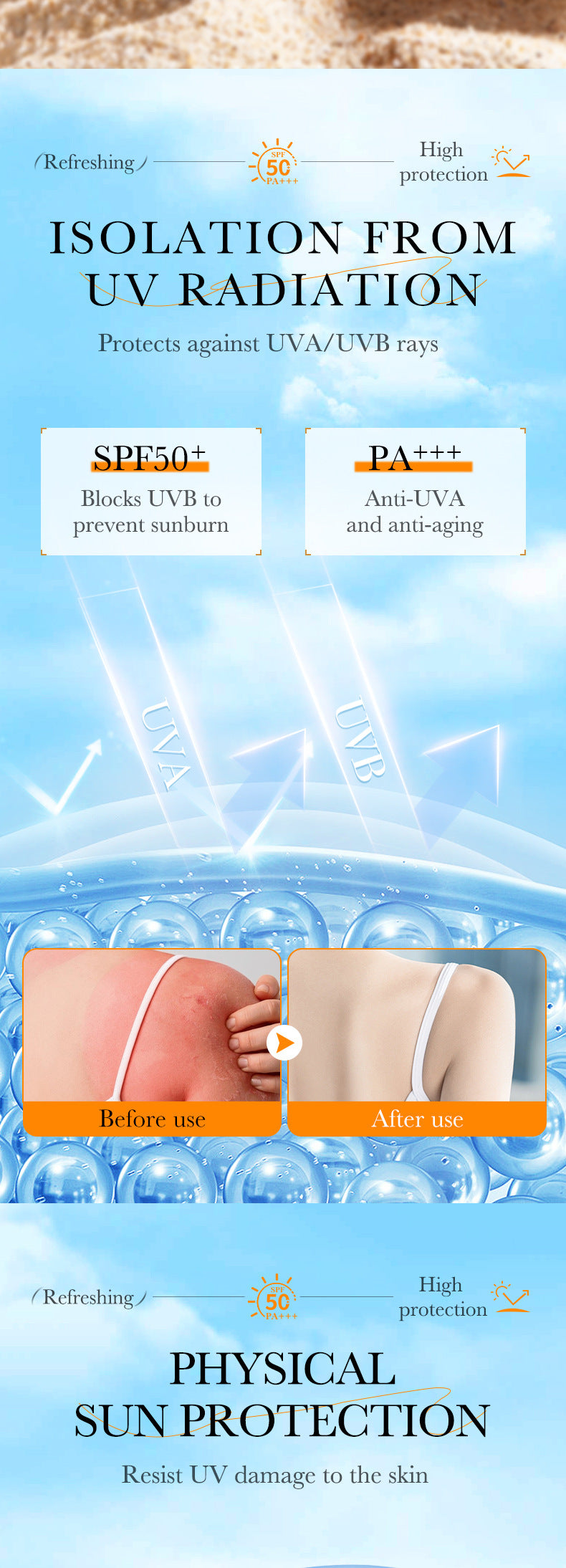 Rice Puree Sunscreen40g BIOAOUA Sunscreen Isolation Cream Sunscreen  Foreign Trade Wholesale