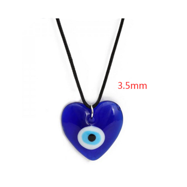 Devil's Eye Palm Necklace European and American Wax Rope Pink Necklace Turkish Blue Eye Water Drop Necklace
