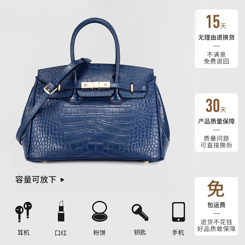 European and American New Style Platinum Bag Women Genuine Leather Handbag Fashion Women's Bag Crossbody Bag Niche Versatile Shoulder Bag Large Capacity
