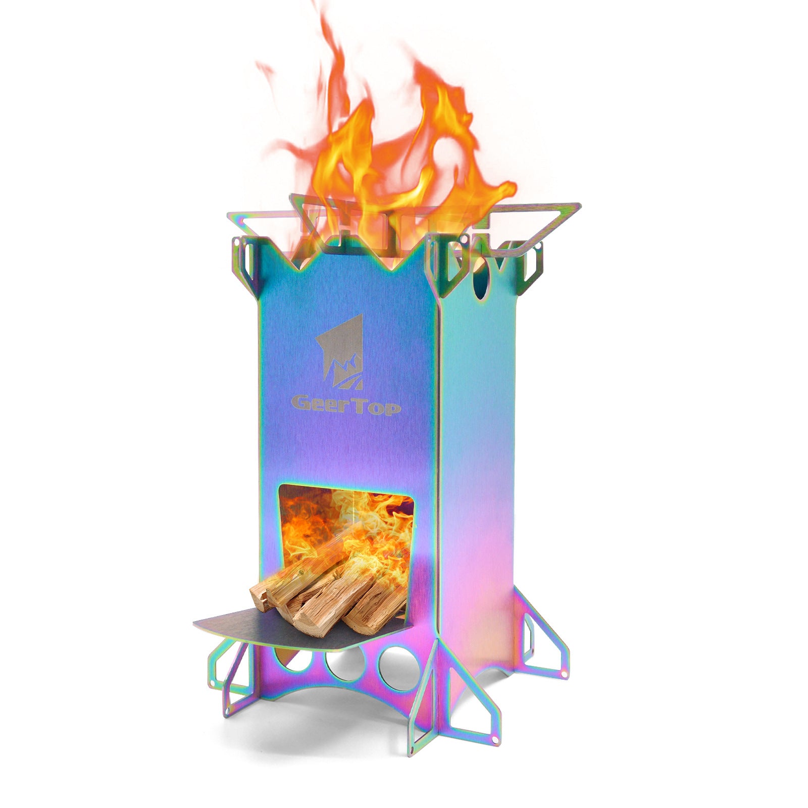Outdoor Camping BBQ Portable Firewood Stove Detachable Folding Rocket Stove Camping Stove Multi-Fuel Compatible